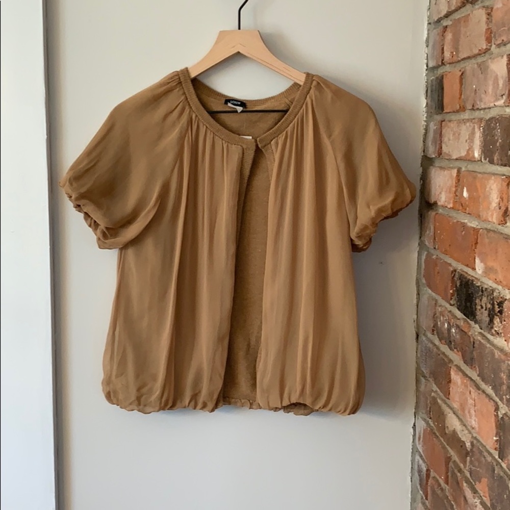 J Crew Camel Short Sleeved Sweater